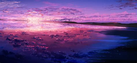 1288x600 Resolution Purple Sunset Reflected In The Ocean 1288x600