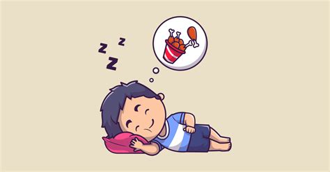 Cute Boy Sleeping Dream Fried Chicken Cartoon Cute Boy Sleeping Dream