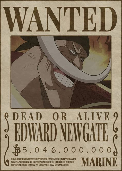 Whitebeard Wanted Poster Poster Print By Melvina Poole Displate In Manga Anime One