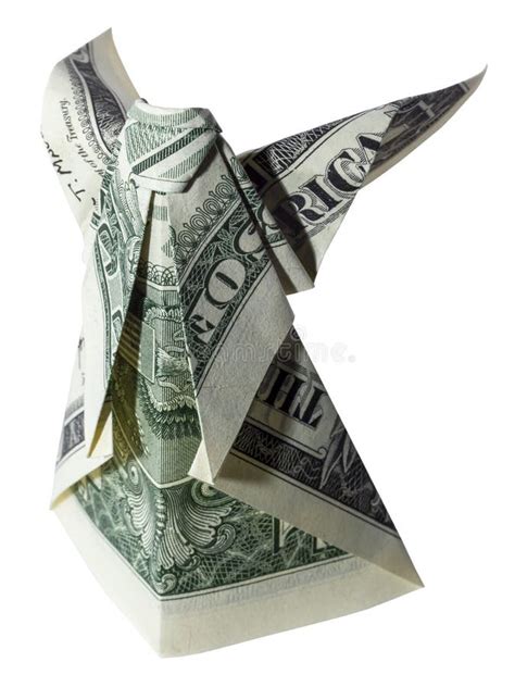 Money Origami Angel Folded With Real One Dollar Bill Isolated On White
