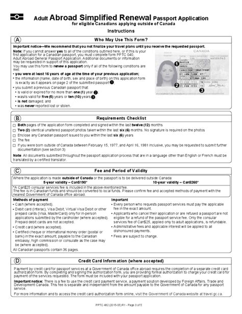 Adult Abroad Passport Renewal Application For Eligible Canadians Free