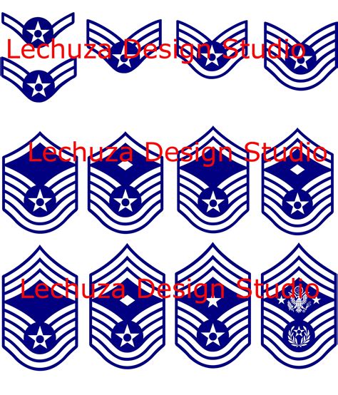 air force enlisted rank stripes svg cutting design files you get 5 file types of each of the 13