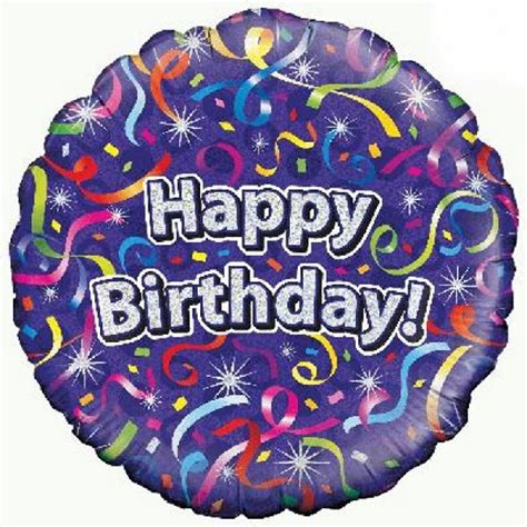 Purple Streamers Happy Birthday 18 Foil Helium Balloon
