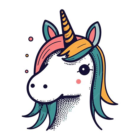 Premium Vector Unicorn Head Vector Illustration In Doodle Style