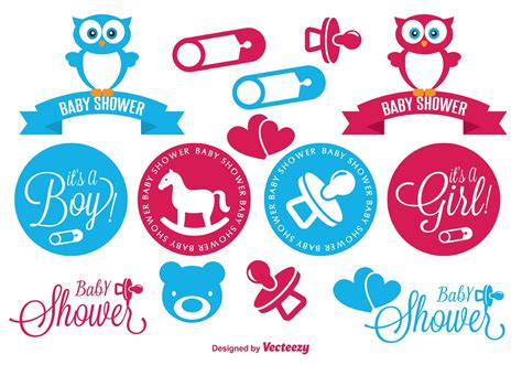 Baby Shower Elements Set 85200 Vector Art At Vecteezy