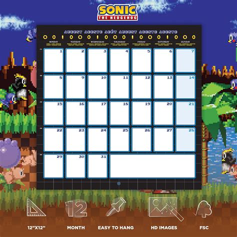 Official Sonic 2022 Wall Calendar 2022 Calendar 12 X 12 Square Wall