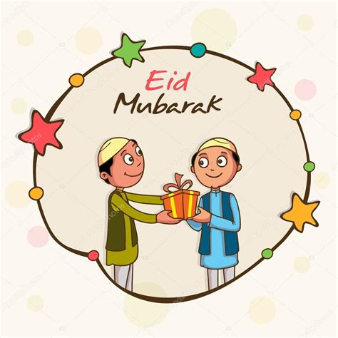 Eid Mubarak Feier Mit Niedlichen Kindern Vektorgrafik Lizenzfreie