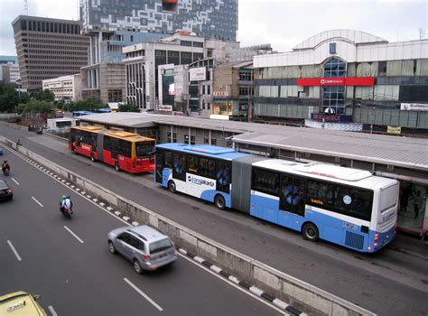 Transjakarta Articulated Buses At Harmoni Central Busway Central