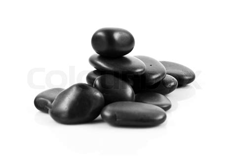 Black Massage Stones Stacked Isolated Stock Image Colourbox