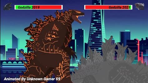 Godzilla 2021 Vs Godzilla 2019 Vs Godzilla 2014 Part 2 With Healthbars