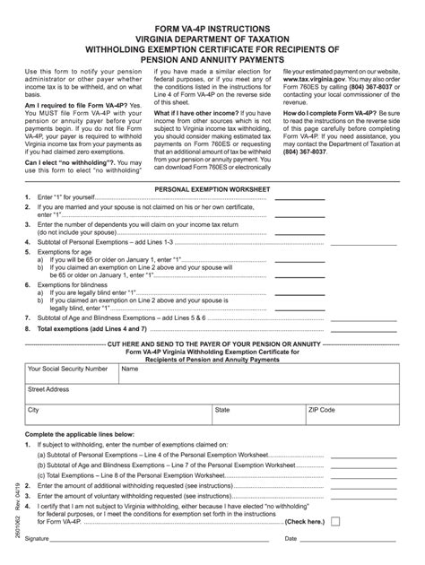 2023 Va 4 Tax Form Printable Forms Free Online
