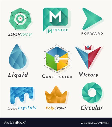 Different Abstract Polygonal Geometric Logo Vector Image