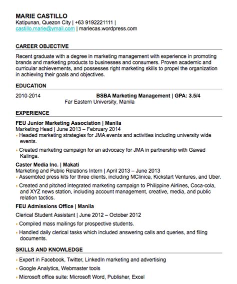 Get the best graduate cv with our perfect graduate cv example. How to Write a Fresh Graduate Resume With No Work ...