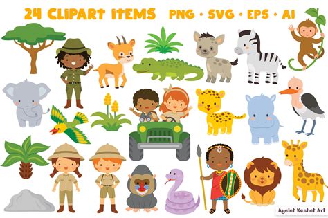 Safari Clipart Bundle Jungle Animals Kids And Seamless Patterns By