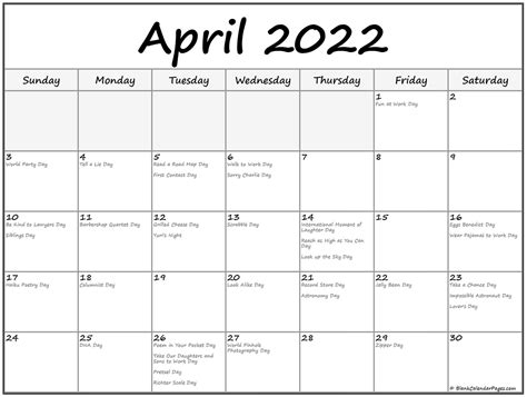 National Day Calendar April 2022 Get Update News