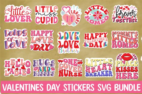 Valentines Day Stickers Svg Bundle Graphic By Mightypejes · Creative Fabrica