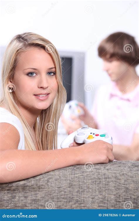 Teenagers Playing Video Games Stock Photo Image Of Caucasian Sitting