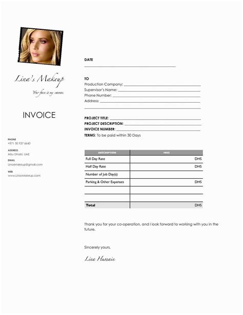 64 Free Makeup Artist Invoice Template For Free By Makeup Artist