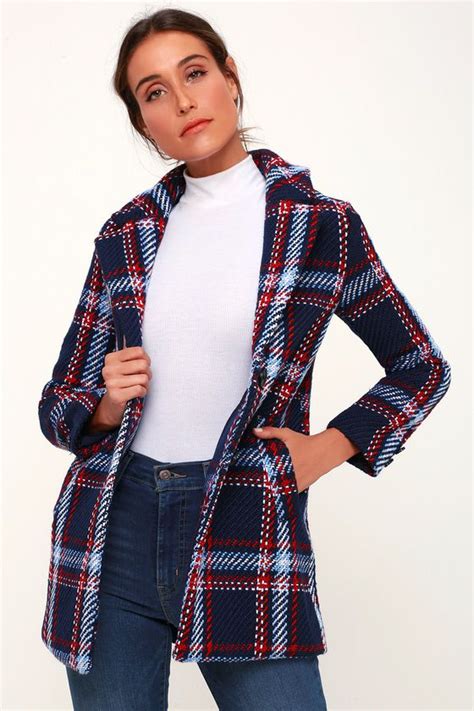 If you are looking for the specific color values of navy blue, you will find them on this page. Clement Navy Blue Plaid Coat | Blue plaid coat, Plaid coat ...