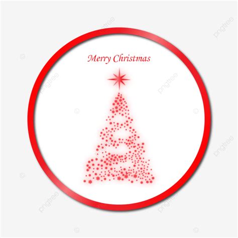 Shiny Red Christmas Tree Image With Round Frame Vector Christmas Red