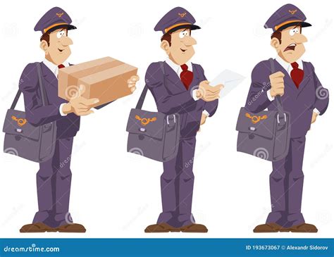 Funny Postman Character Collection Set Of Concepts Vector