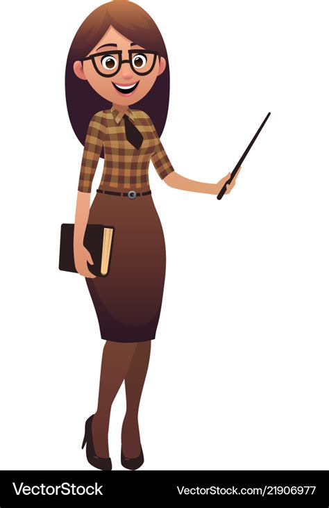 Beautiful Teacher Cartoon Character Standing Vector Image