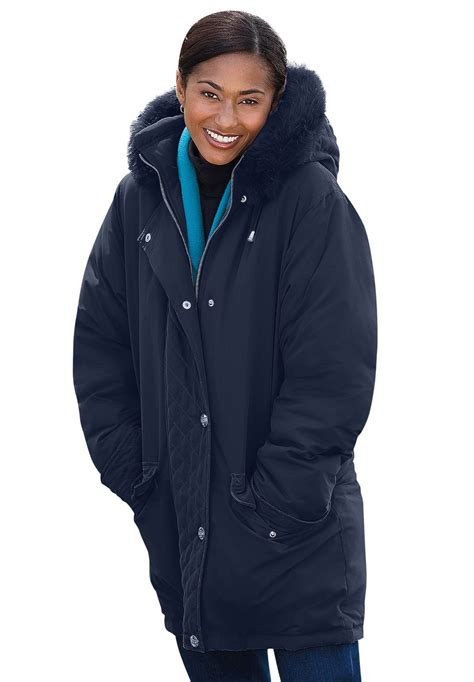 Woman Within Womens Plus Size Microfiber Down Parka Winter Coat