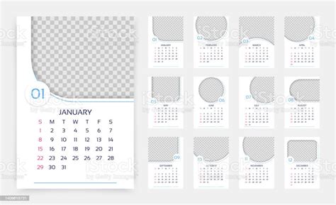 Calendar 2023 Year Vector Illustration Wall Calender With 12 Month