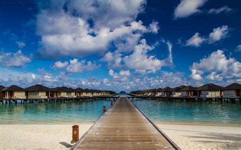 Beach Maldives Resort Sea Sand Clouds Sky Tropical Summer