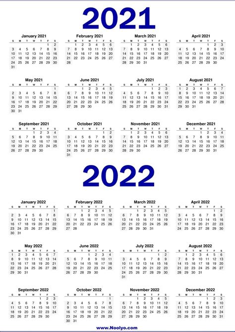 2 Year 2021 And 2022 Calendar Printable Calendars Printable