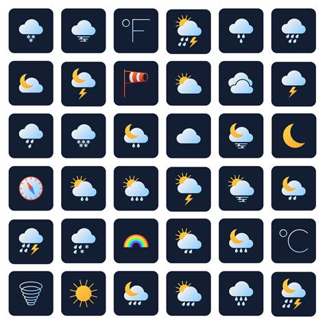 Weather forecast vector icons. Climate and meteo symbols By Microvector ...