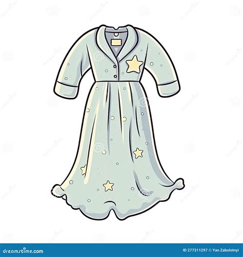 Nightgown in Cartoon Style Stiker on White Background on Isolated