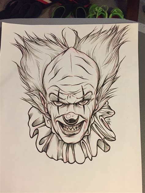 Creepy Clown Sketch For Inktober Tatuagem De Palhaço Desenho
