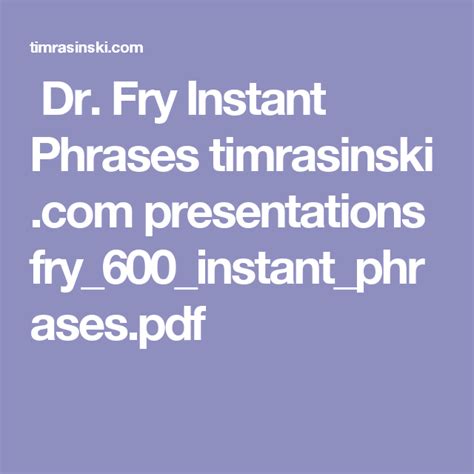 Dr Fry Instant Phrases Presentations Fry600instant