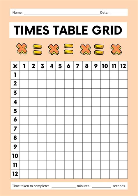 Multiplication Table Worksheet 1 12 Blank