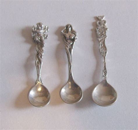 Three Vintage Sterling Silver Figural Salt Spoons Cupid With Etsy