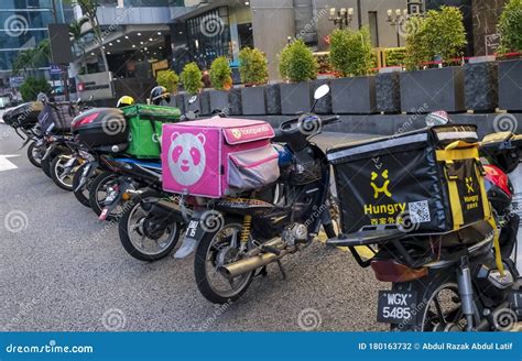 Food Delivery Service Rider Using Motorcycle Editorial Photography