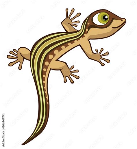 Cute Cartoon Lizard Vector Illustration Isolated On White Stock Vector