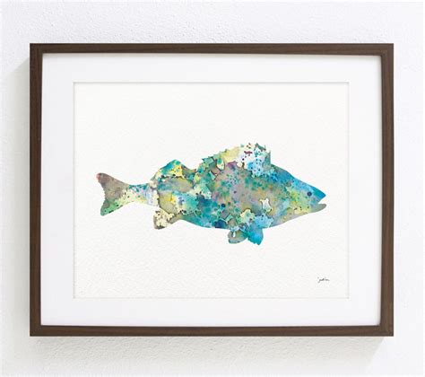 Blue Fish Art Watercolor Painting 8x10 Print Fish Art Etsy