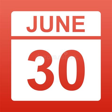 June 30 Vector Flat Daily Calendar Icon Date And Time Day Month