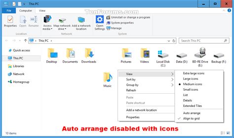 Enable Or Disable Auto Arrange In Folders In Windows 10 Tutorials