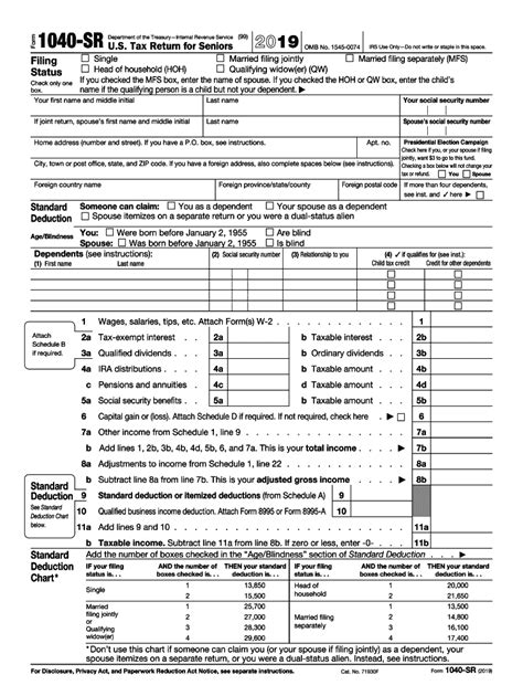 The form 1040 is an official tax document made available by the irs and is required to be filled in by individuals to file their. IRS 1040-SR 2019 - Fill and Sign Printable Template Online ...