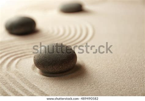 Japanese Zen Garden Pebbles On Sand Stock Photo 489490582 Shutterstock