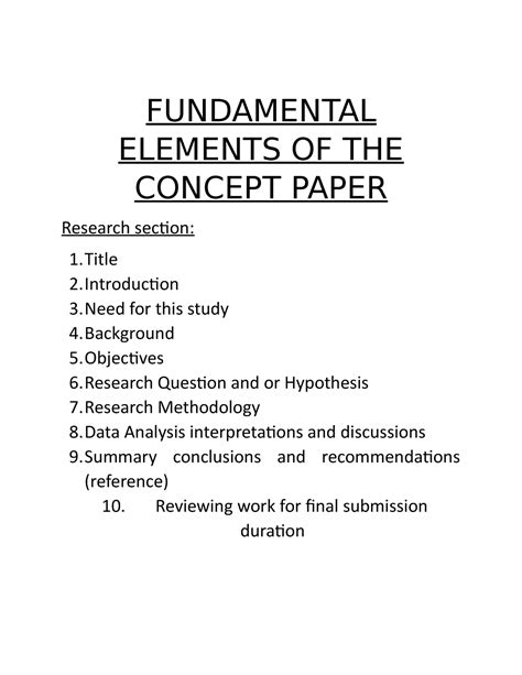 Fundamental Elements Of Concept Paper Fundamental Elements Of The