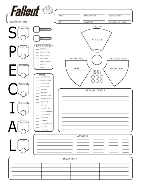 Fallout Style Character Sheets Dnd Character Sheet Fallout Rpg