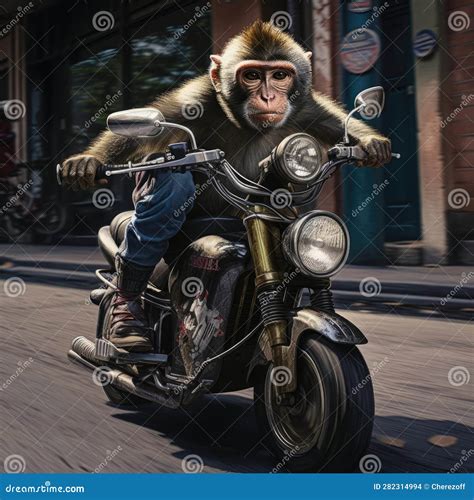 Monkey Riding A Motorcycle Stock Illustration Illustration Of Animal