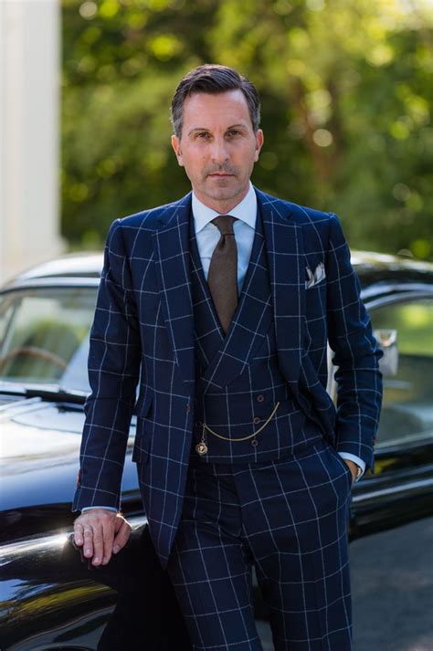 Navy Windowpane Three Piece Suit W Double Breasted Vest Well Dressed Men Suit Fashion Indie