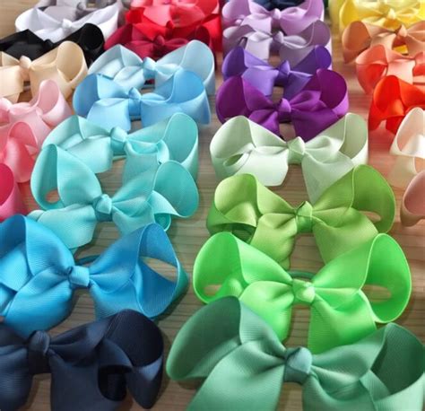 4 Inch Hair Bow With Elastic Band Ponytail Hair Holder Kids Girl Head