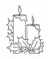 Candle Coloring Christmas Holly Candles Printable Drawing Sheets Easy Sheet Activity Berry Pencil Colouring Scene Clipart Draw Xmas Template Natal sketch template