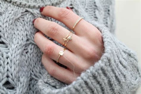 Set Of 4 Gold Rings Stacking Rings Stackable Rings Delicate Gold